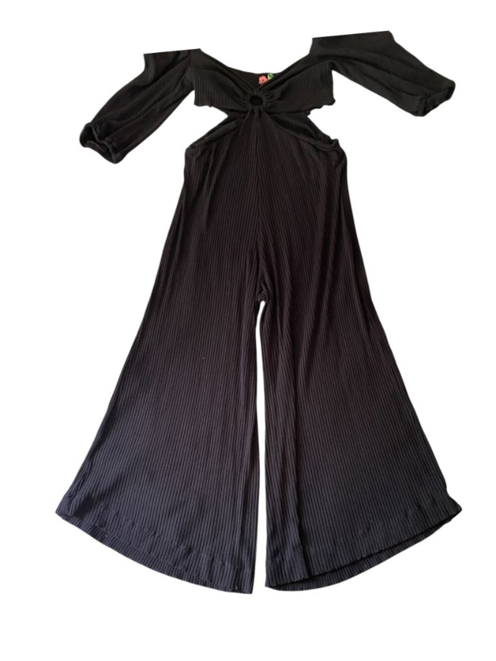 FARM Rio Ribbed Wide-Leg Jumpsuit Black GG - Picture 3 of 9